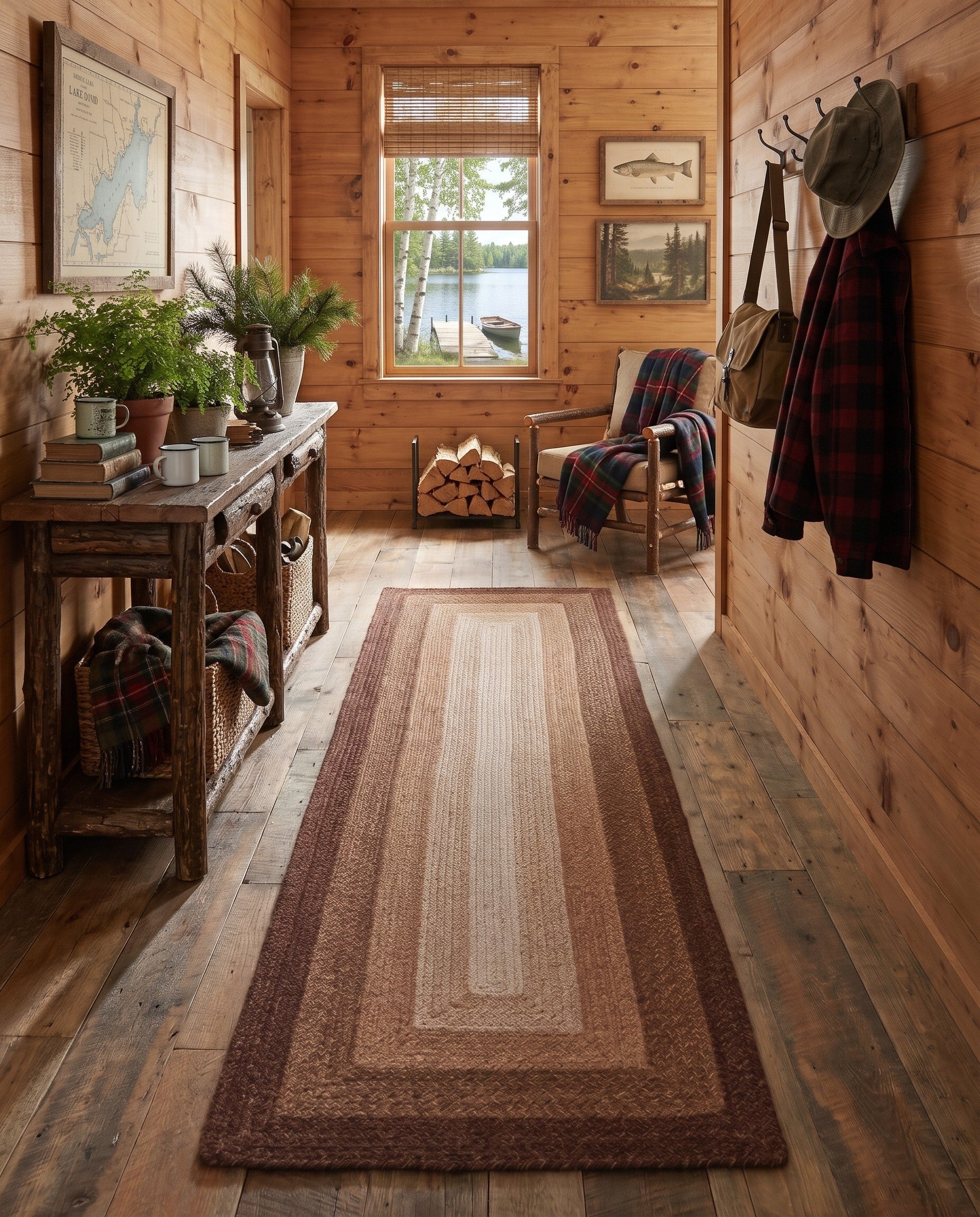 Brown Handmade Hand Braided Wool Runner Rug