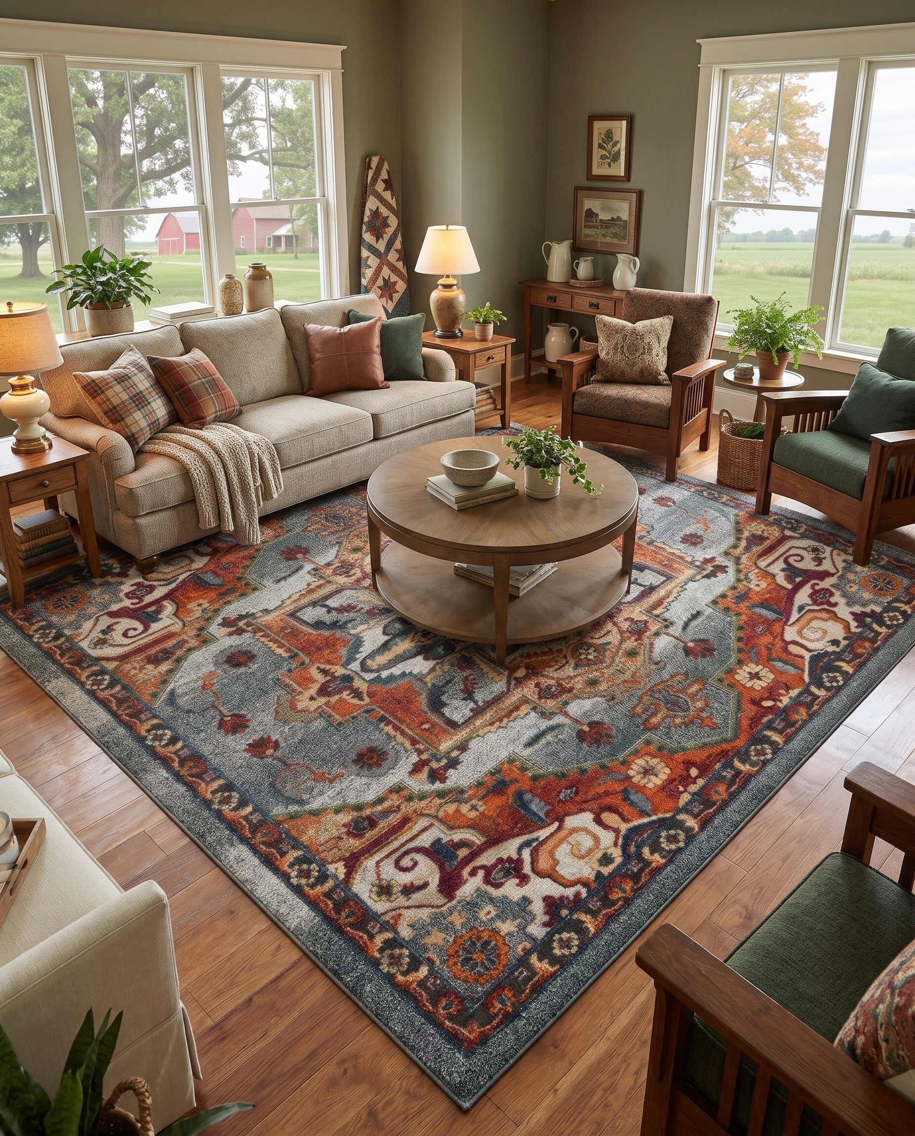 Light Blue Isabella Square Rug