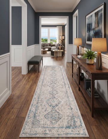 Ivory and Gray Finsbury Runner Rug