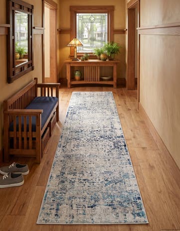 Ivory and Blue Finsbury Runner Rug