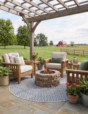Blue Easy-Clean Jill Zarin Indoor / Outdoor Round Rug