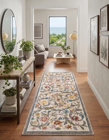 Ivory Blossom Runner Rug