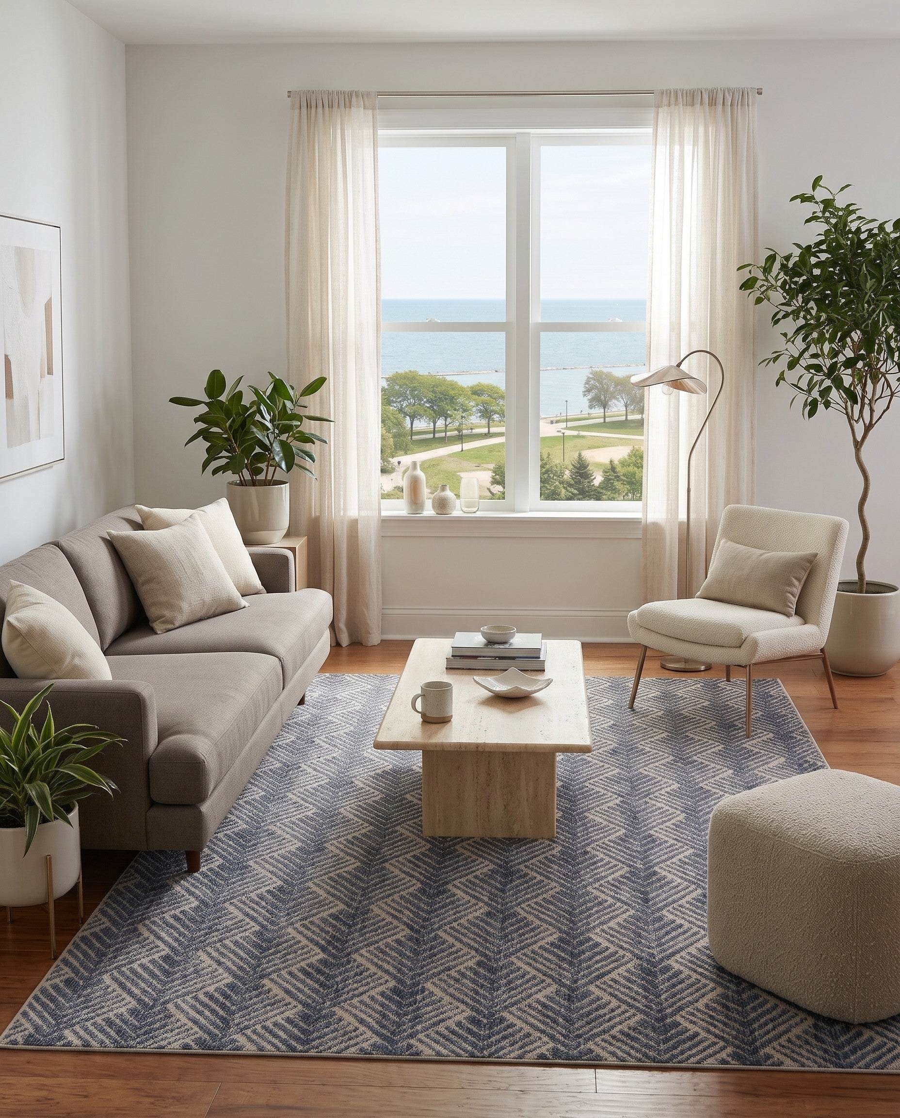 Harbor Blue Eco Trellis Rug