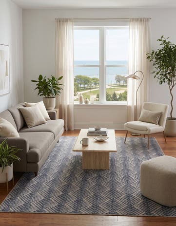 Harbor Blue Eco Trellis Rug