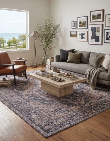Ivory and Blue Yara Rug