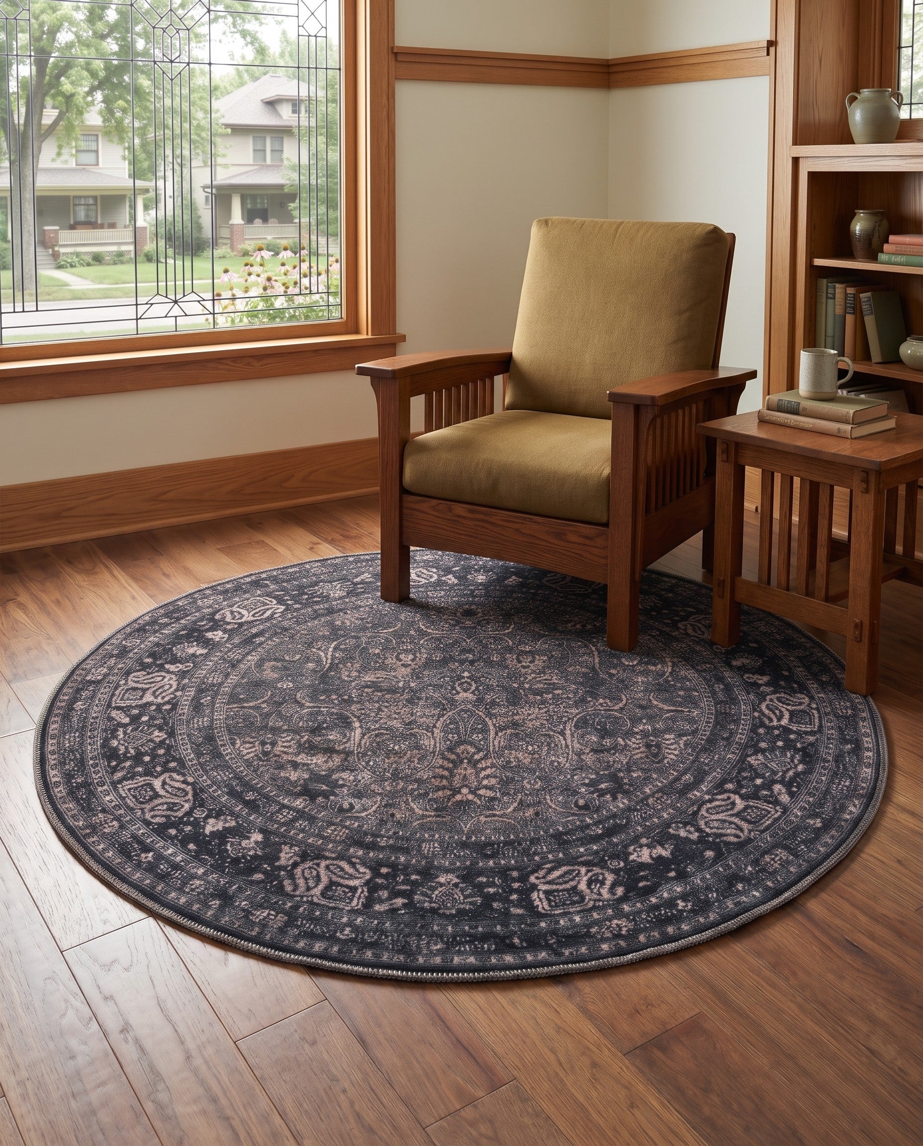 Ash and Sand Yara Round Rug