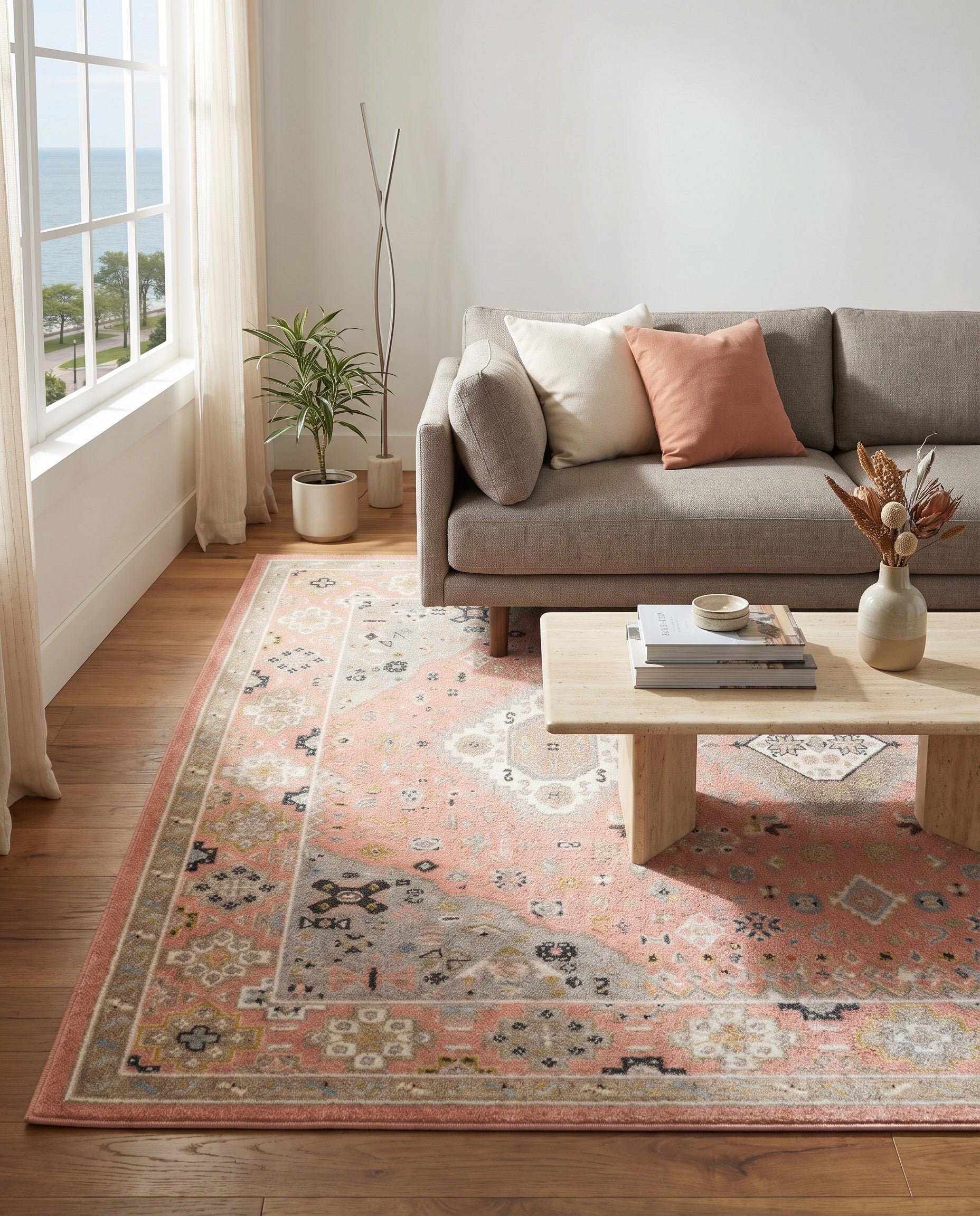 Rose Pink Kamala Washable Rug