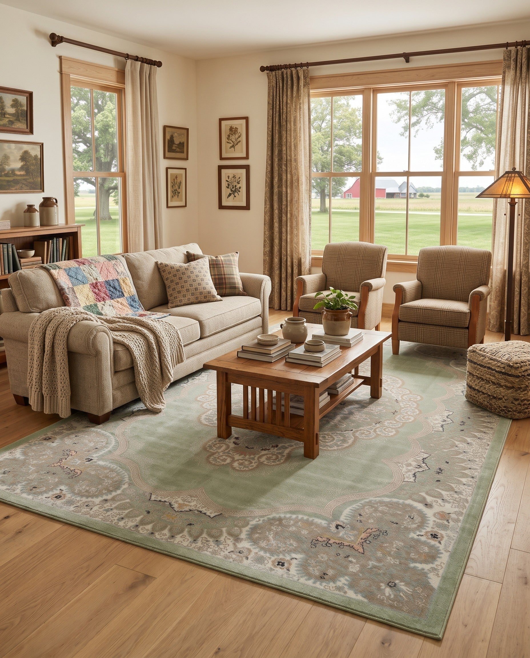 Light Green Kamala Washable Rug