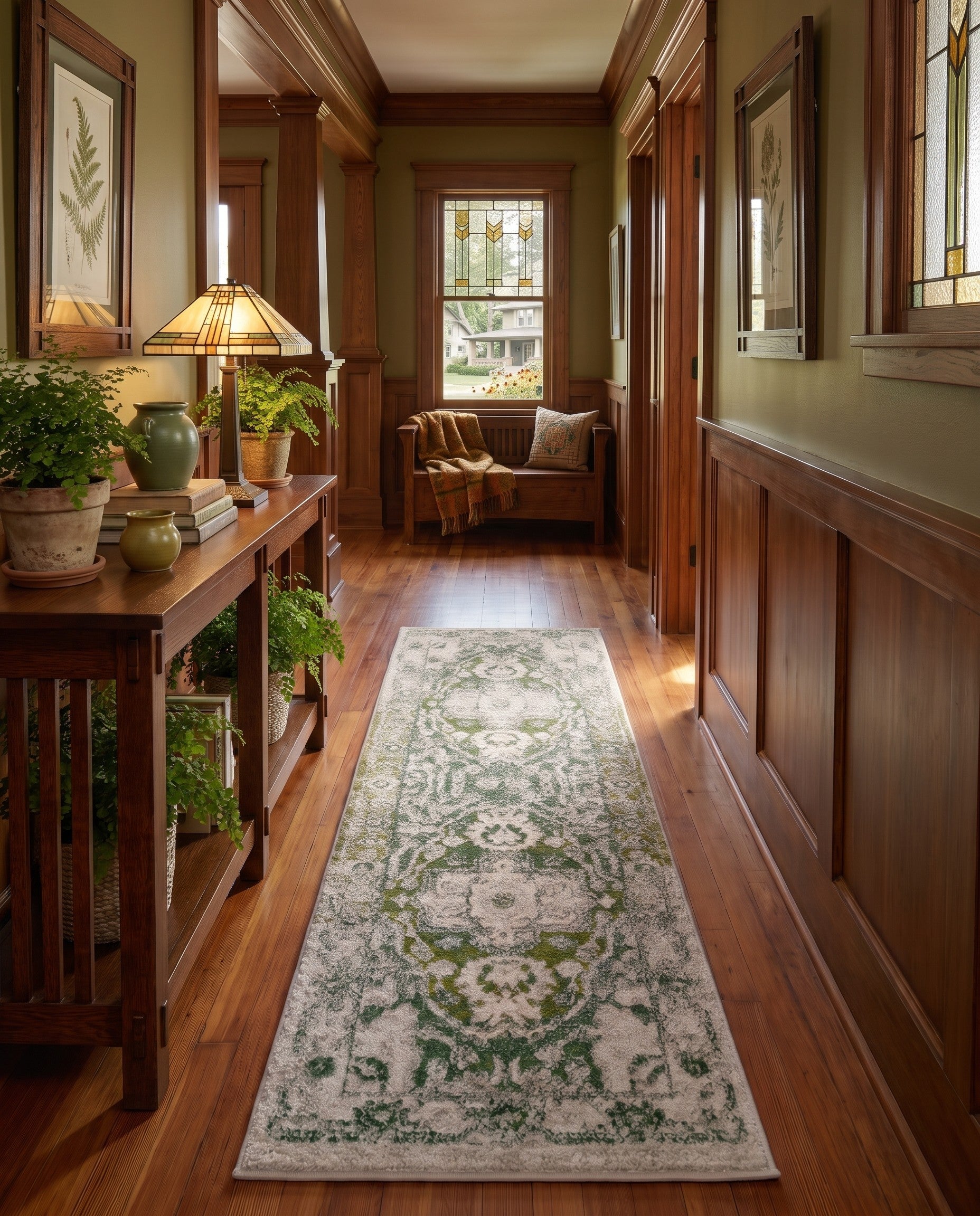 Paste Forest Green Madeline Vintage Runner Rug