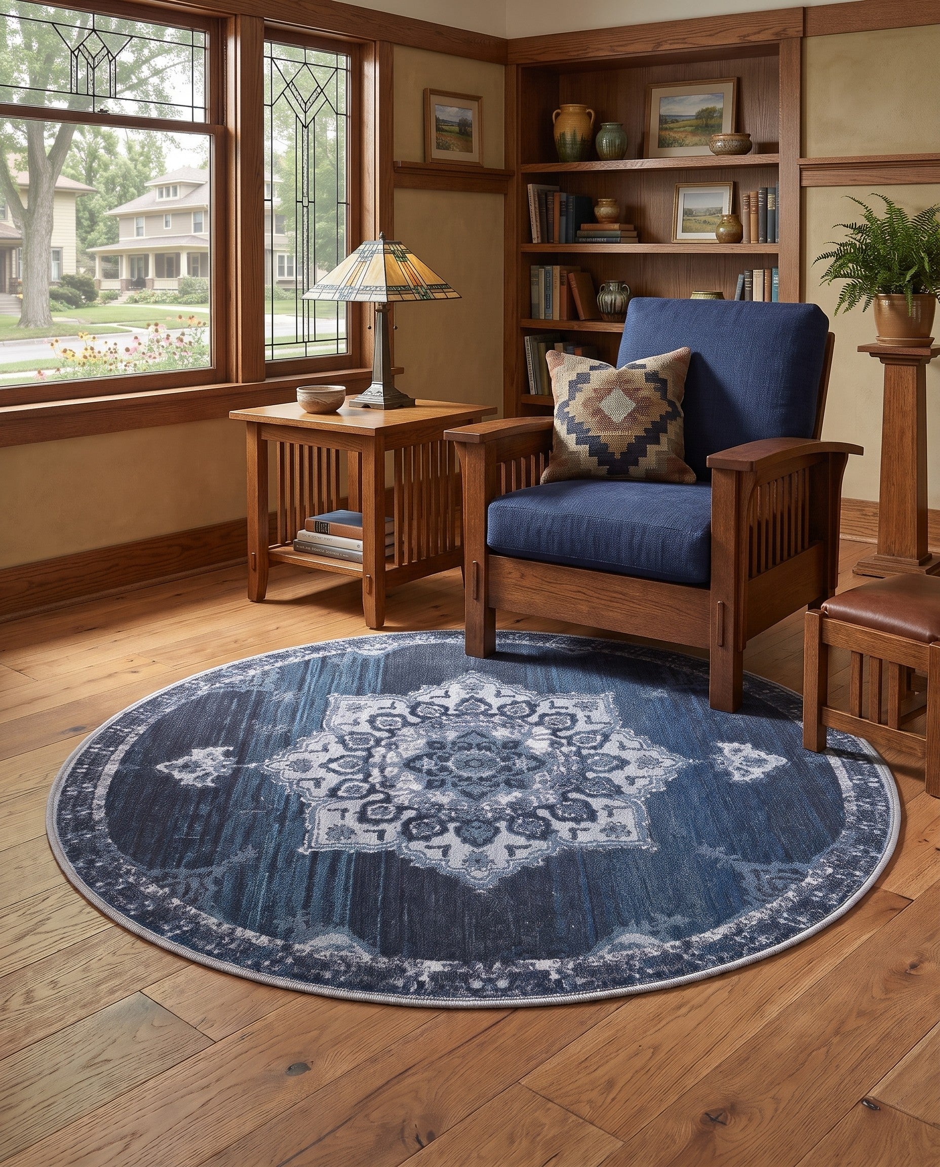 Navy Blue Francesca Beckwith Round Rug