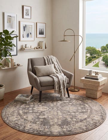 Gray Oregon Round Rug
