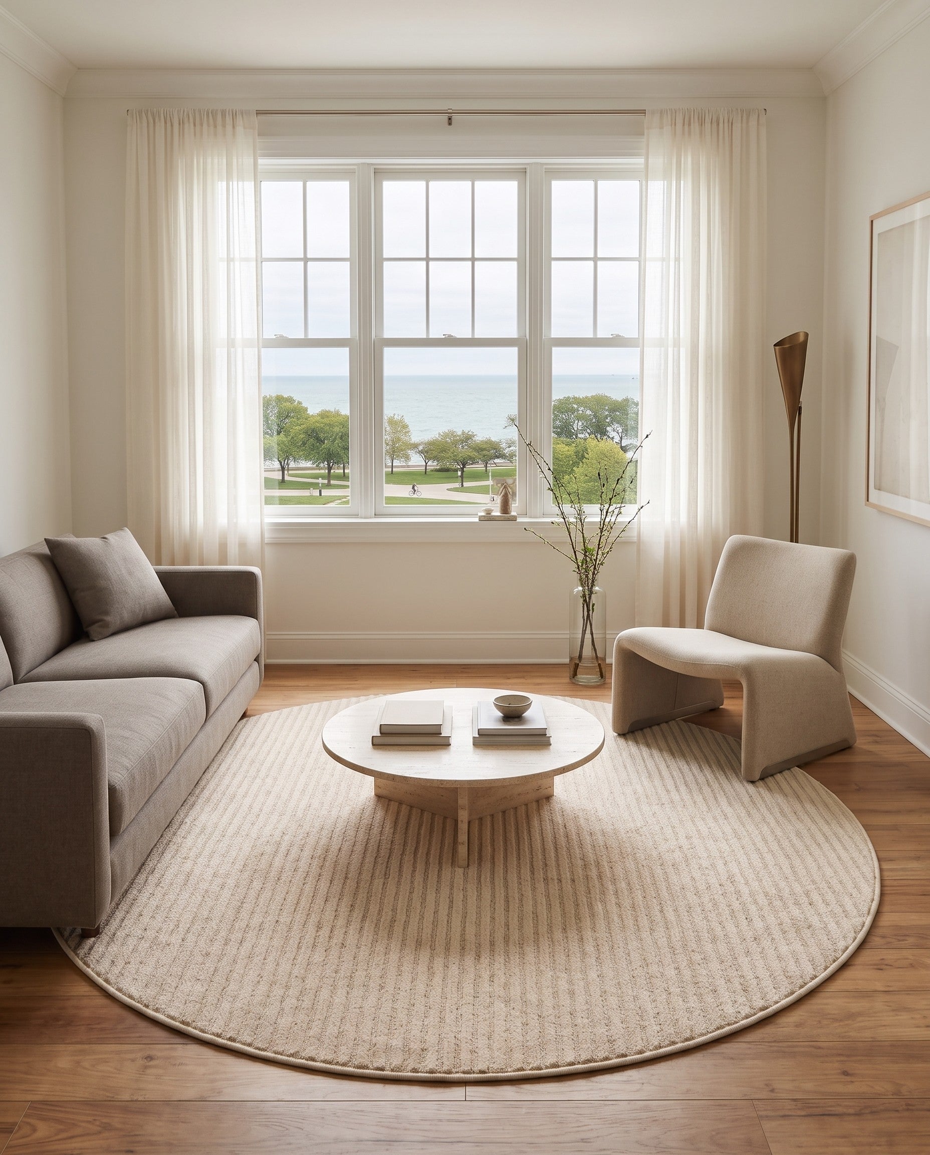 Ivory Contour Round Rug