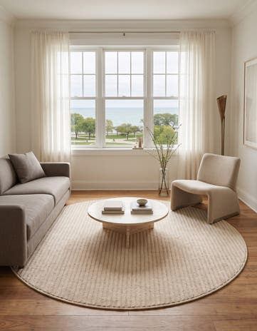 Ivory Contour Round Rug