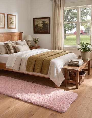 Pink Lace Infinity Shag Runner Rug