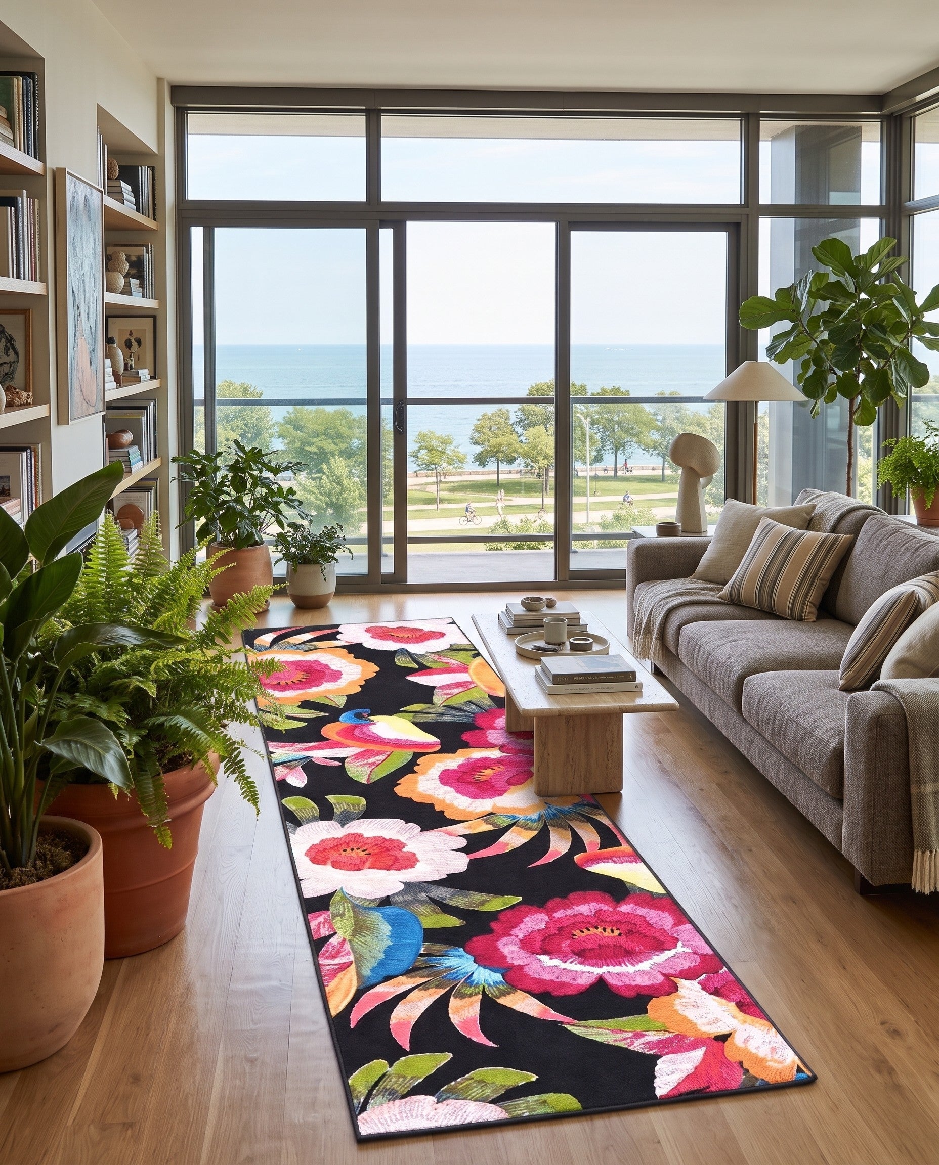 2' 7 x 11' Easy-Clean Botanical Indoor / Outdoor Runner Rug