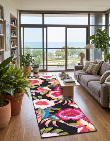 2' 7 x 11' Easy-Clean Botanical Indoor / Outdoor Runner Rug