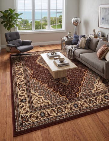 Burgundy Nain Design Rug