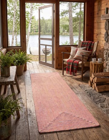 Multi Pink Hand Braided Eco Verse Washable Indoor / Outdoor Runner Rug