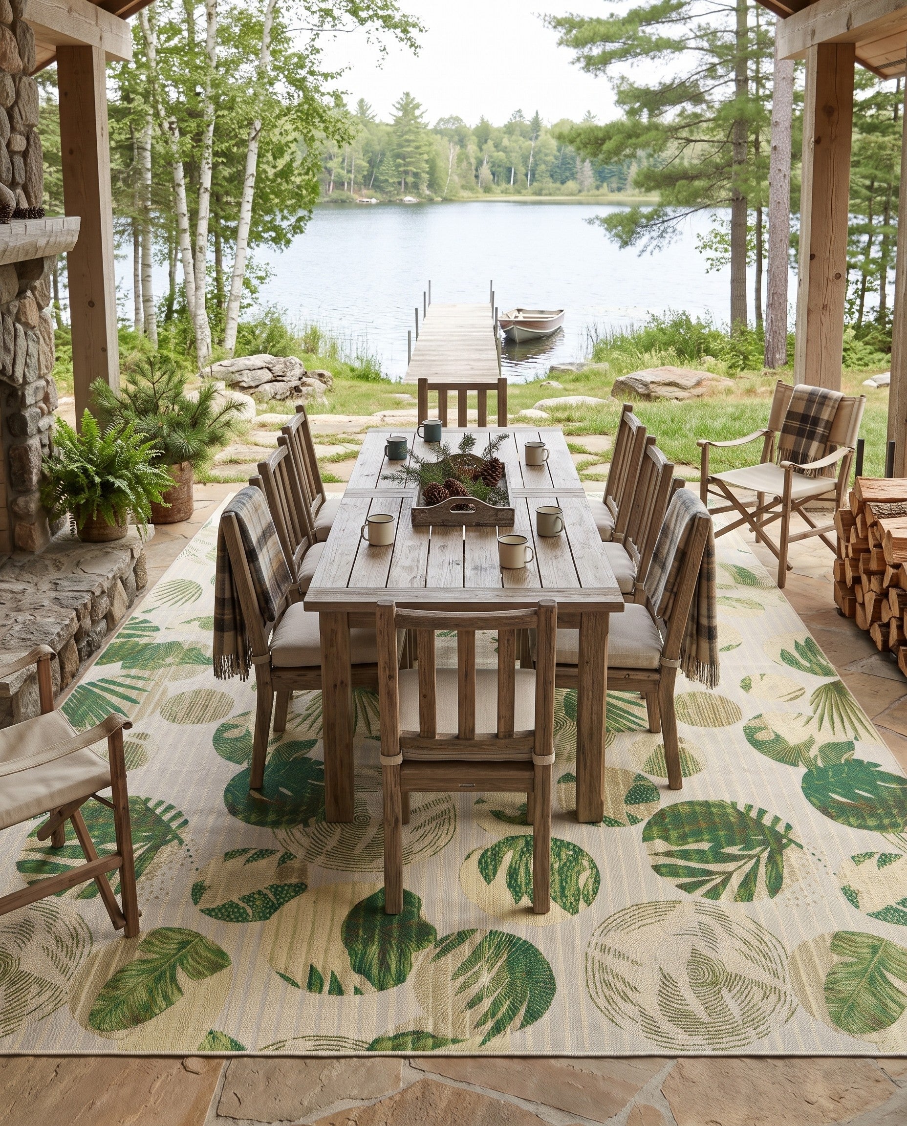 10' x 14' Easy-Clean Botanical Indoor / Outdoor Rug