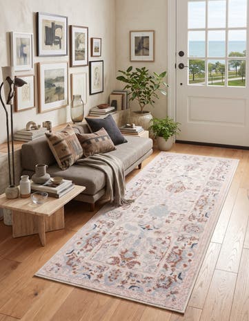 Ivory Kamala Washable Runner Rug