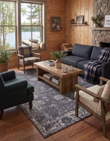 Slate Blue and Ivory Monte Carlo Rug