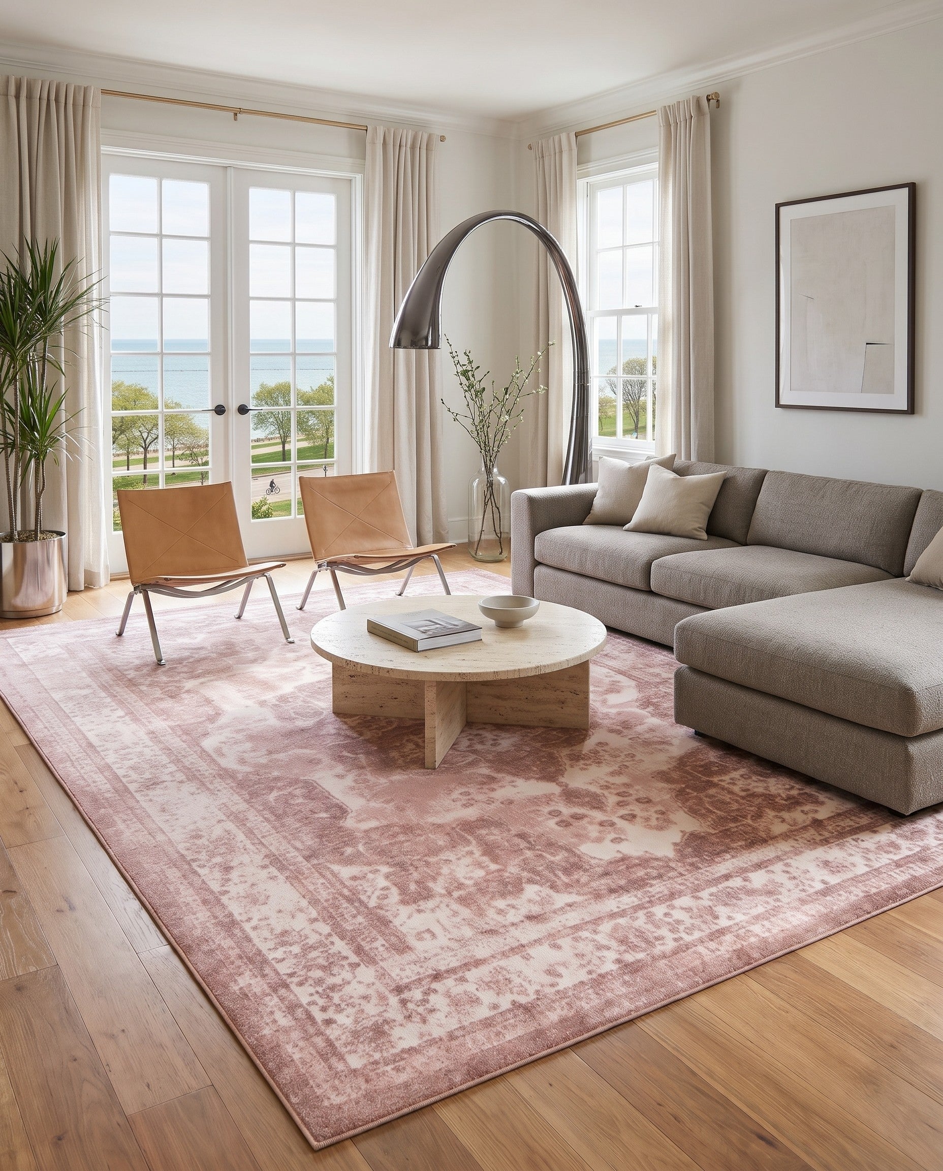 Rose Pink and Ivory Monte Carlo Rug