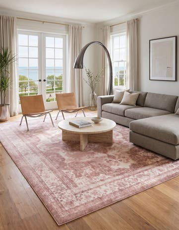 Rose Pink and Ivory Monte Carlo Rug