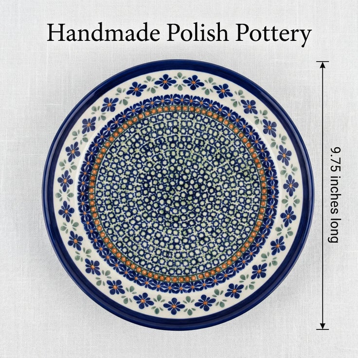 Detail image of Zaklady Mosaic Flower Pie Plate — Polish Pottery