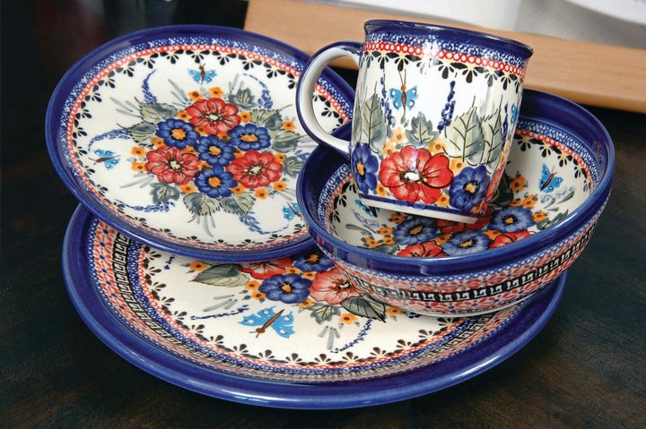 Zaklady Floral Butterfly Dining Plates & Bowls — Polish Pottery
