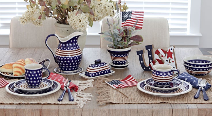 Detail image of Zaklady Stars & Stripes Dining Plates & Bowls — Polish Pottery