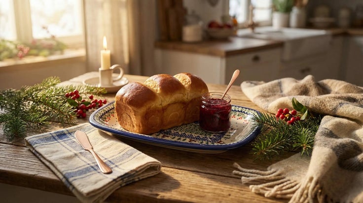 Detail image of Vena Reindeer Delight Medium Serving Piece — Polish Pottery