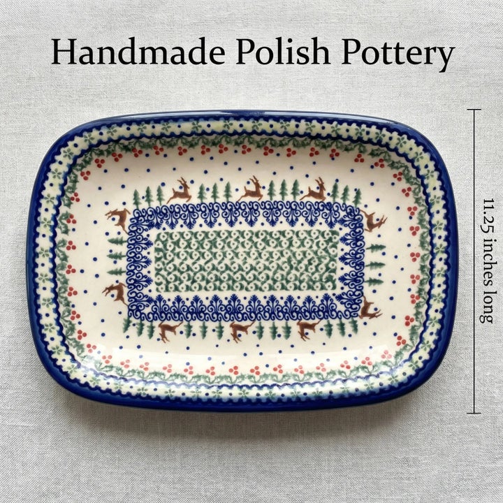 Vena Reindeer Delight Medium Serving Piece — Polish Pottery