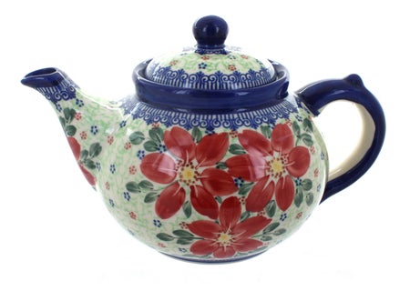 Vena Poinsettia Teapot — Polish Pottery