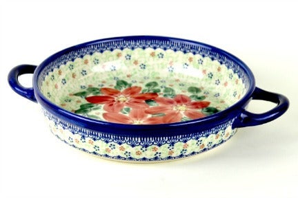 Detail image of Vena Poinsettia Small Bakeware — Polish Pottery