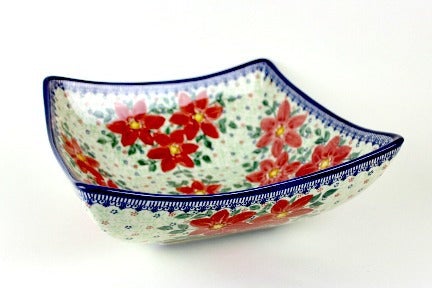 Detail image of Vena Poinsettia Large Serving Piece — Polish Pottery