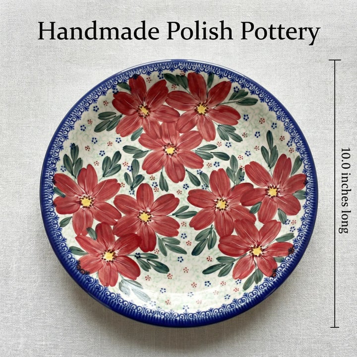 Vena Poinsettia Dining Plates & Bowls — Polish Pottery