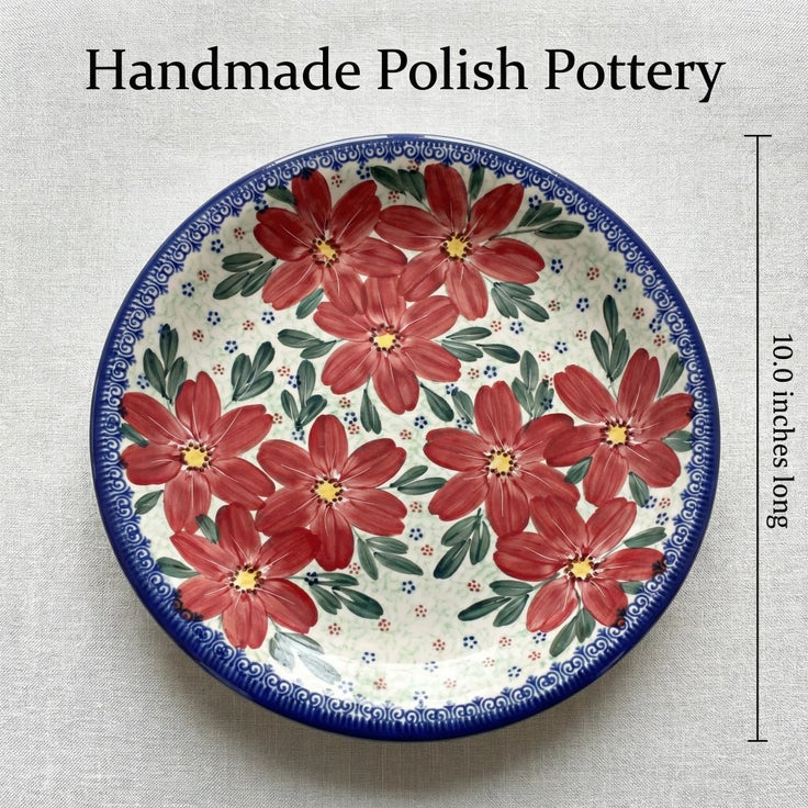Detail image of Vena Poinsettia Dining Plates & Bowls — Polish Pottery