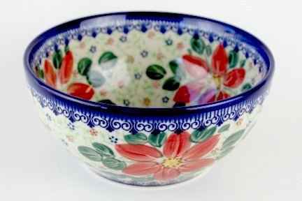 Vena Poinsettia Dining Plates & Bowls — Polish Pottery
