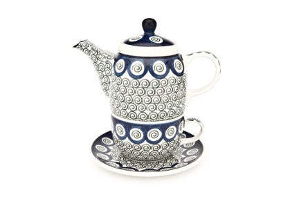 Detail image of Ceramika Artystyczna Peacock Swirl Teapot — Polish Pottery
