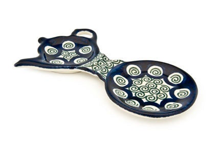 Detail image of Ceramika Artystyczna Peacock Swirl Coffee & Tea Accessories — Polish Pottery