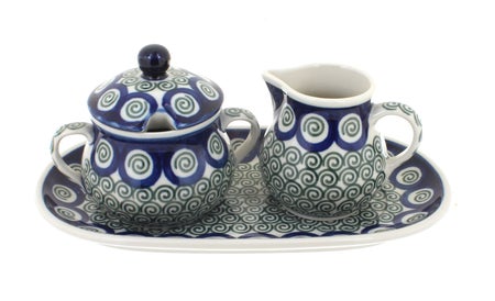 Ceramika Artystyczna Peacock Swirl Coffee & Tea Accessories — Polish Pottery