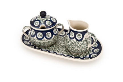 Detail image of Ceramika Artystyczna Peacock Swirl Coffee & Tea Accessories — Polish Pottery