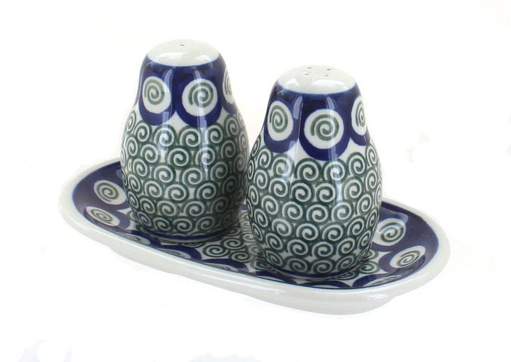 Ceramika Artystyczna Peacock Swirl Salt & Pepper Shaker — Polish Pottery