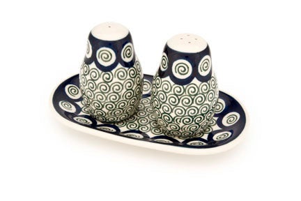 Ceramika Artystyczna Peacock Swirl Salt & Pepper Shaker — Polish Pottery
