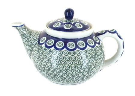 Ceramika Artystyczna Peacock Swirl Teapot — Polish Pottery