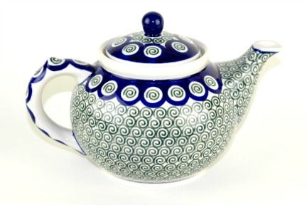 Ceramika Artystyczna Peacock Swirl Teapot — Polish Pottery