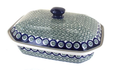 Ceramika Artystyczna Peacock Swirl Large Bakeware — Polish Pottery