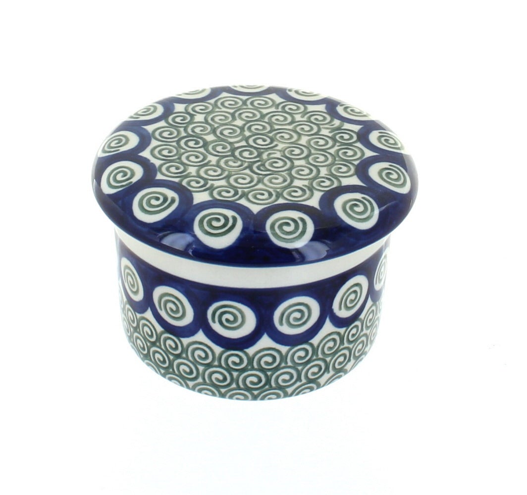 Ceramika Artystyczna Peacock Swirl Butter Dish — Polish Pottery