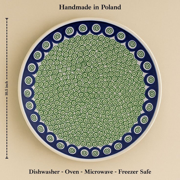 Detail image of Ceramika Artystyczna Peacock Swirl Dining Plates & Bowls — Polish Pottery