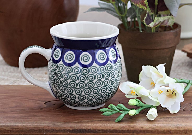 Detail image of Ceramika Artystyczna Peacock Swirl Mug — Polish Pottery